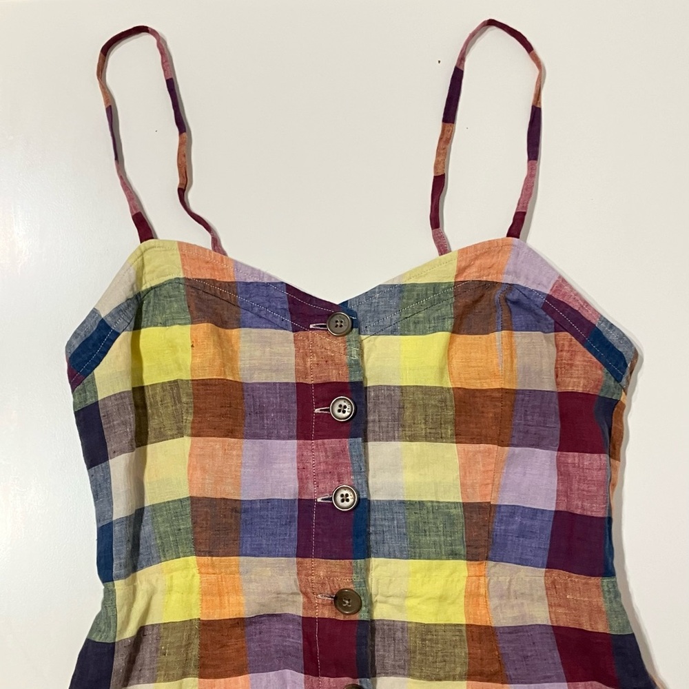 Aritzia Wilfred Ducharme Linen Button Down Plaid Mini Dress 6 - Picture 3 of 9